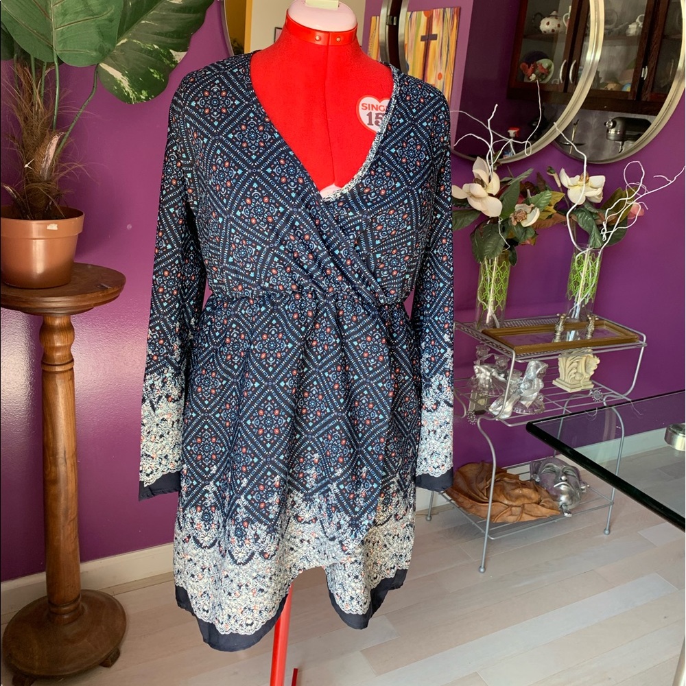 Long sleeve flowy midi dress